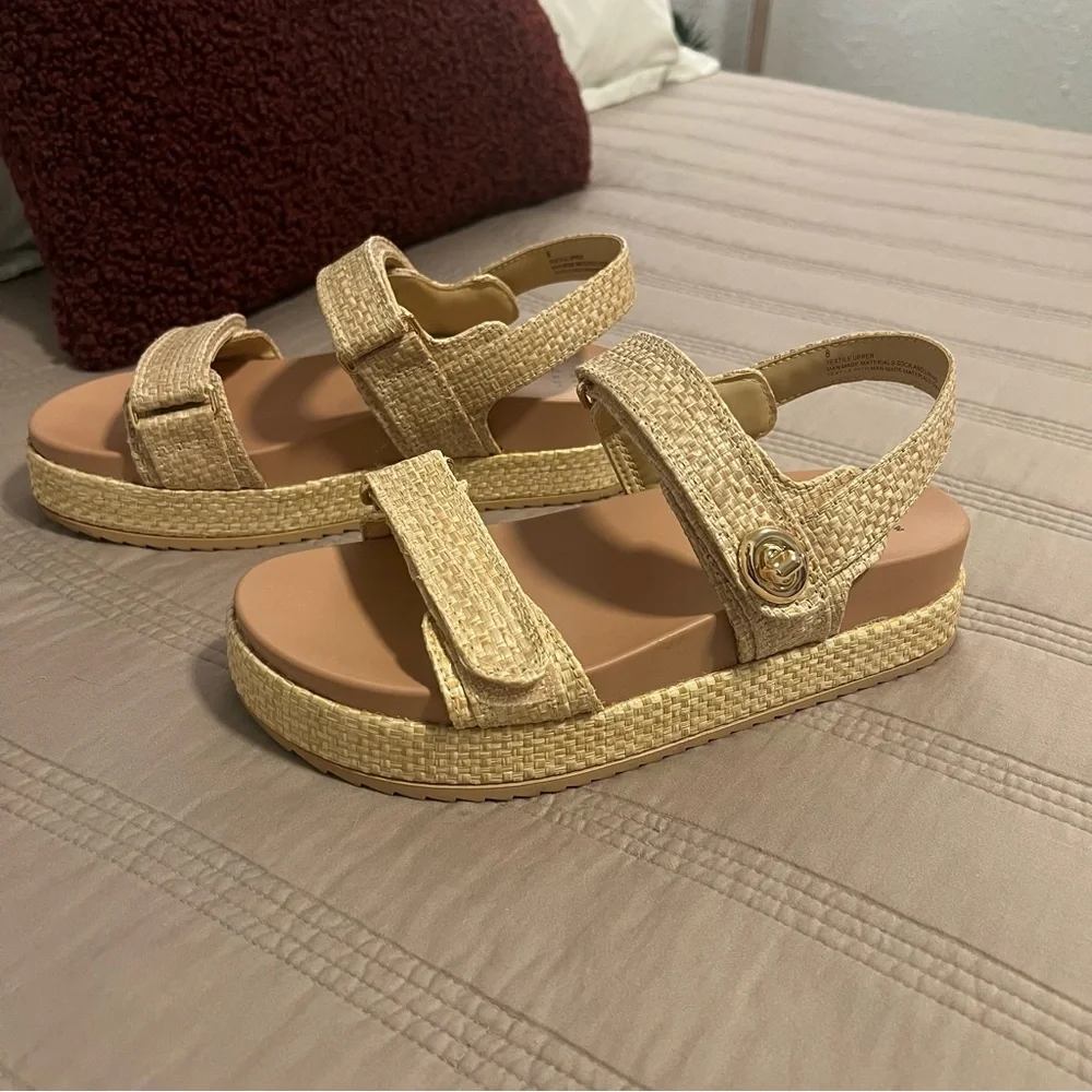 a new day Tan Women's Tanner Sandals Beach Vacation - Picture 1 of 6
